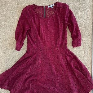 Plum Lace Mini Dress with Slip